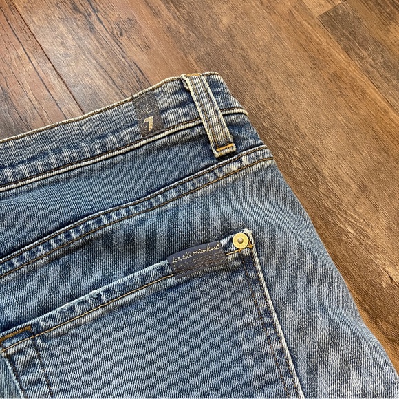 7 For All Mankind Criss Cross Waist Denim Ankle Tapered Jeans Size 32 - Picture 10 of 12